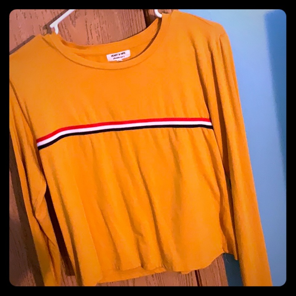 yellow long sleeve kinda cropped